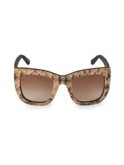 Shop Stella Mccartney 48mm Snake-print Semi Cat Eye Sunglasses In Beige Brown
