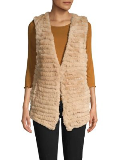 Shop Adrienne Landau Quilted Rabbit Fur Vest In Beige