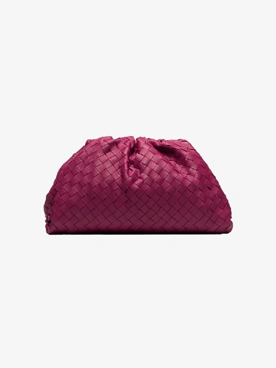 Shop Bottega Veneta Pink Intreccio Woven Clutch Bag