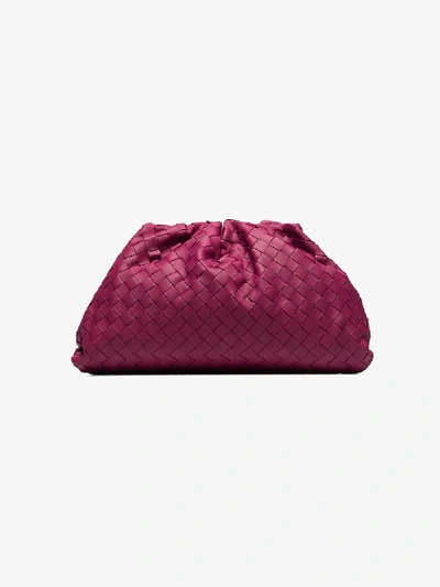 Shop Bottega Veneta Pink Intreccio Woven Clutch Bag