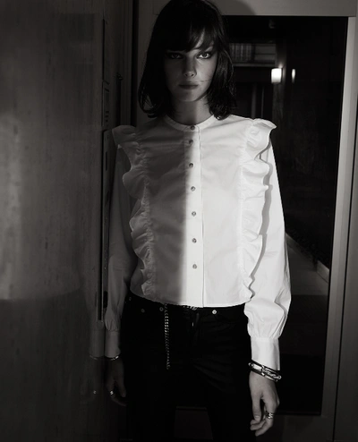 Shop The Kooples White Cotton Shirt With Frills