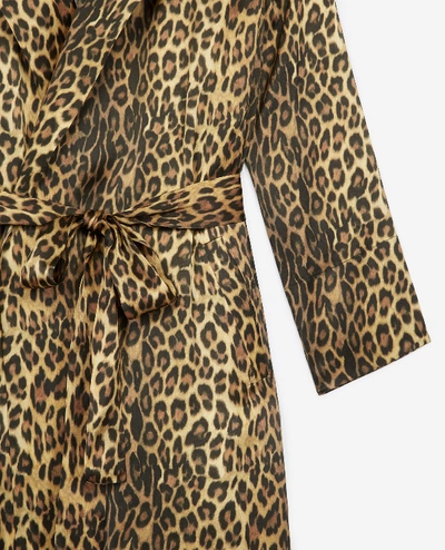 Shop The Kooples Long Light Silk Dress In Leopard Print