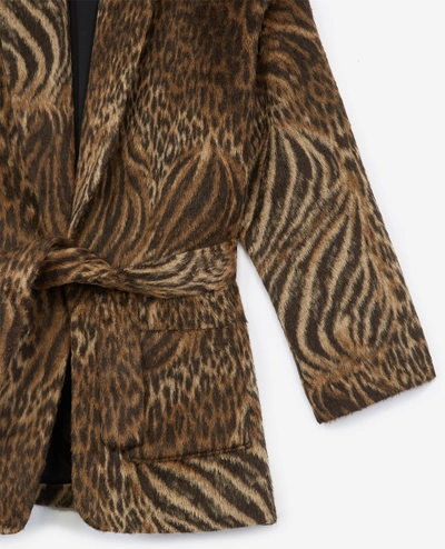 Shop The Kooples Short Belted Wool Leopard Coat In Mul