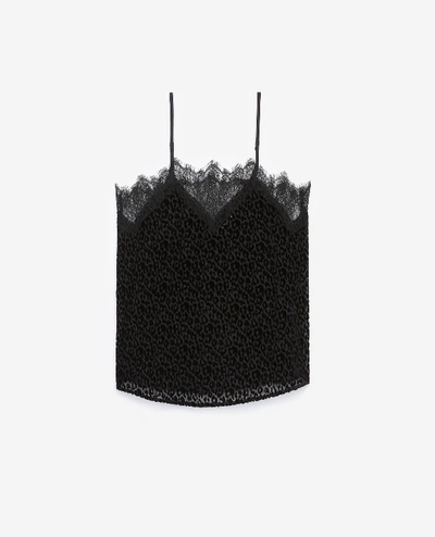Shop The Kooples Detailed Black Lace Camisole