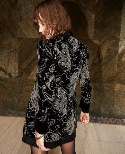Shop The Kooples Embroidered Kimono-style Black Velvet Jacket