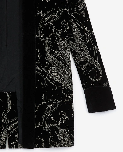 Shop The Kooples Embroidered Kimono-style Black Velvet Jacket