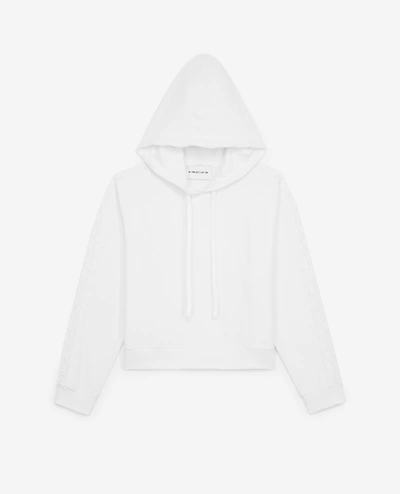 Shop The Kooples Sport Fleece White Sweatshirt With Lace Strips