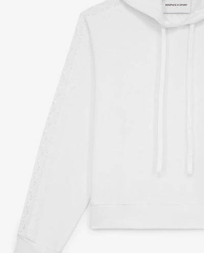 Shop The Kooples Sport Fleece White Sweatshirt With Lace Strips