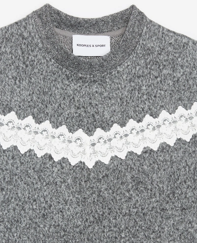 Shop The Kooples Sport Fleece Grey Sweatshirt With Lace Strips In Gry