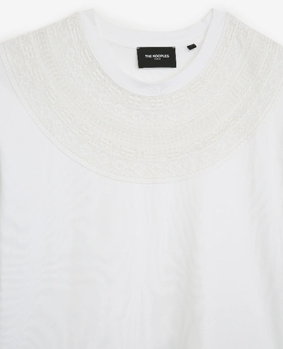 Shop The Kooples White Cotton T-shirt With Embroidered Front