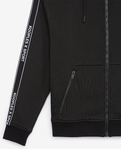 Shop The Kooples Sport Zipped Black Sweatshirt With Sleeve Stripes