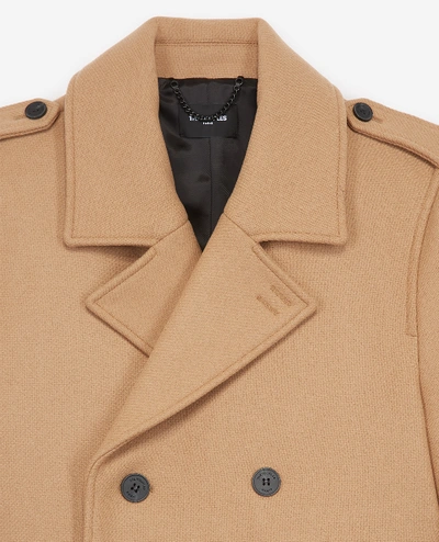 Shop The Kooples Camel Double Breasted Wool Coat Horn Buttons