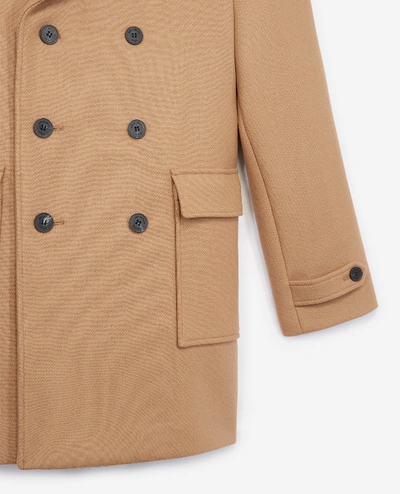 Shop The Kooples Camel Double Breasted Wool Coat Horn Buttons
