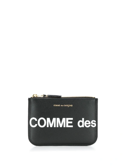 Shop Comme Des Garçons Calf Leather Huge Logo Wallet In Black