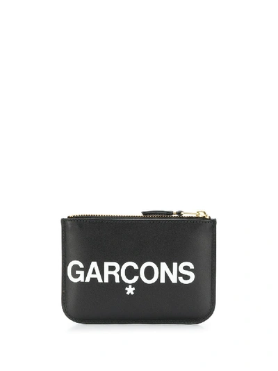 Shop Comme Des Garçons Calf Leather Huge Logo Wallet In Black