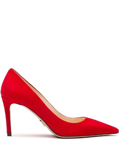 Shop Prada Pointed Pumps In Red