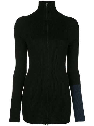 Shop Yohji Yamamoto Zipped Knitted Sweater In Black