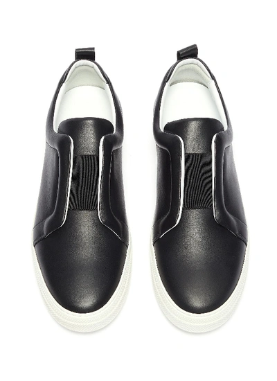 Shop Pierre Hardy 'slider' Elastic Band Leather Slip-on Sneakers In Black