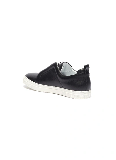 Shop Pierre Hardy 'slider' Elastic Band Leather Slip-on Sneakers In Black