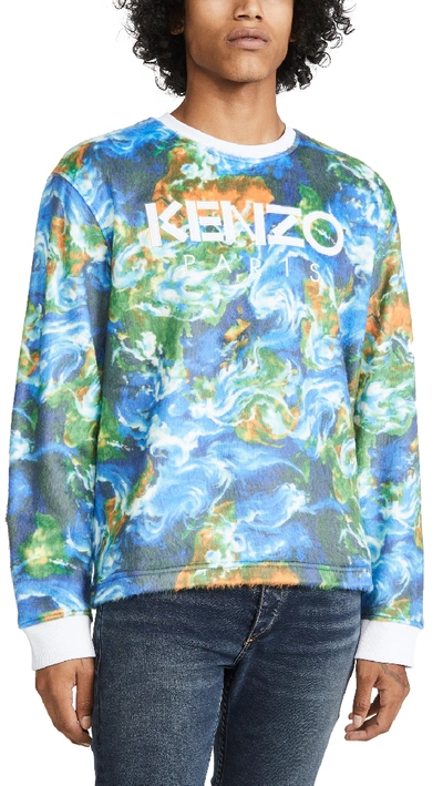 Shop Kenzo World All Over Print Sweatshirt In Blue