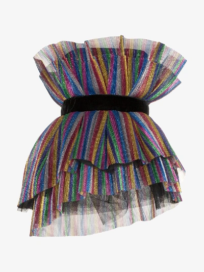 Shop Attico Belted Layered Pleats Bustier In 021 Multicolor