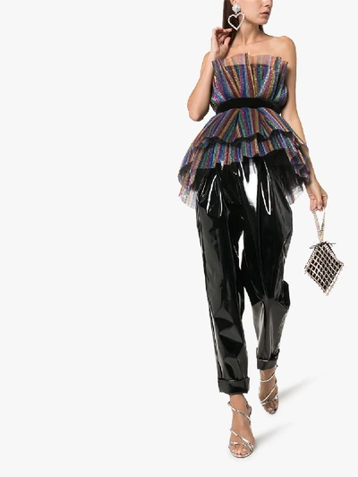 Shop Attico Belted Layered Pleats Bustier In 021 Multicolor