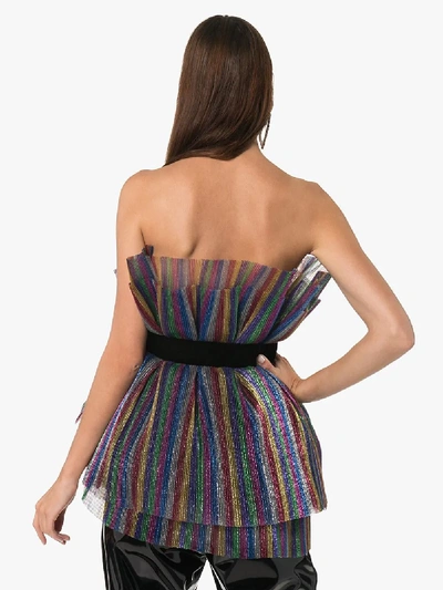 Shop Attico Belted Layered Pleats Bustier In 021 Multicolor