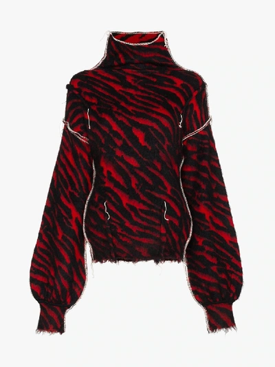 Shop Ben Taverniti Unravel Project Unravel Project Zebra Stripe Distressed Sweater In Black