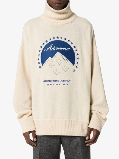 Shop Ader Error Logo Roll Neck Wool Sweater In White