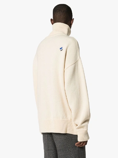 Shop Ader Error Logo Roll Neck Wool Sweater In White