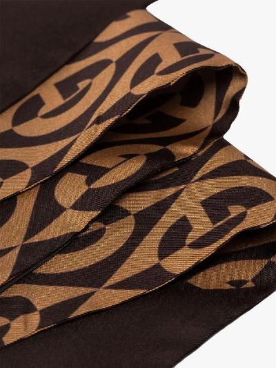 Shop Gucci Brown Rhombus Logo Print Silk Tie