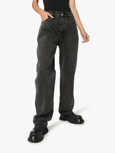 Shop Eytys Benz Stone Wash Straight Leg Denim Jeans In Grey