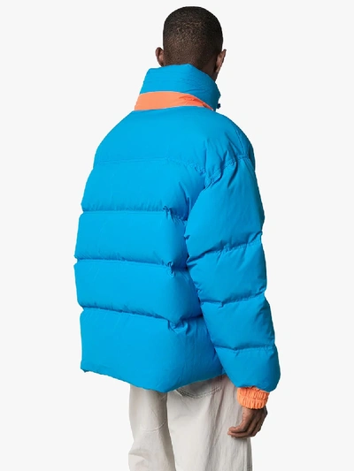 Shop Ader Error Contrast Trims Feather Down Padded Coat In Blue