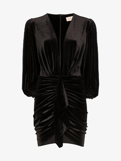 Shop Alexandre Vauthier Ruched Velvet Mini Dress In Black