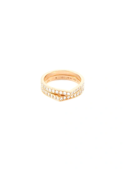 Shop Repossi 'antifer' Diamond 18k Rose Gold Two Row Ring In Metallic