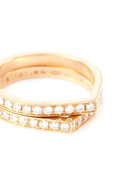 Shop Repossi 'antifer' Diamond 18k Rose Gold Two Row Ring In Metallic