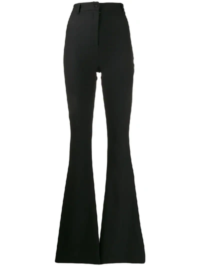 Shop Hebe Studio High-waisted Flared Trousers In Black