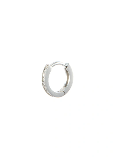 Shop Repossi 'berbère' Diamond 18k White Gold Mini Single Hoop Earring In Metallic