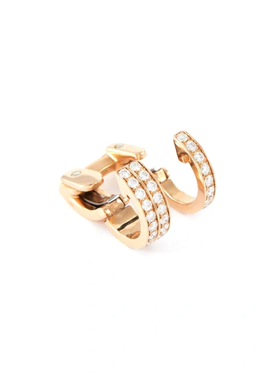 Shop Repossi 'berbère' Diamond 18k Rose Gold Mini Single Hoop Earring In Metallic