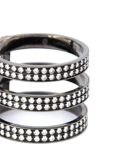 Shop Repossi 'berbère' Diamond 18k Black Gold Three Row Phalanx Ring