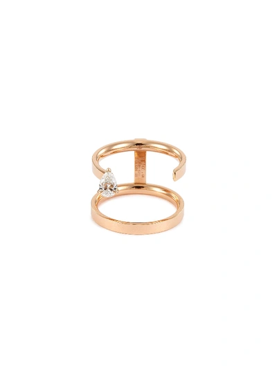 Shop Repossi 'serti Sur Vide' Diamond 18k Rose Gold Two Row Ring In Metallic