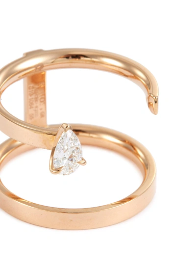 Shop Repossi 'serti Sur Vide' Diamond 18k Rose Gold Two Row Ring In Metallic