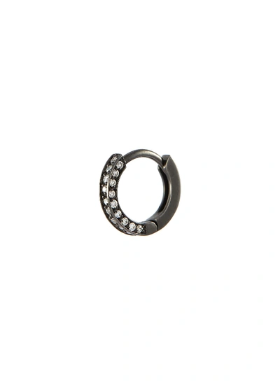 Shop Repossi 'berbère' Diamond 18k Black Gold Mini Single Hoop Earring In Metallic