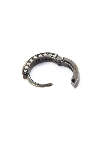 Shop Repossi 'berbère' Diamond 18k Black Gold Mini Single Hoop Earring In Metallic