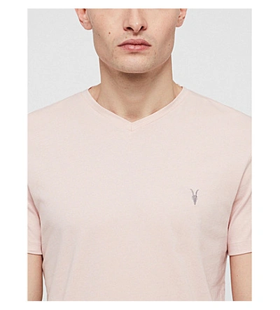Shop Allsaints Tonic V-neck Cotton-jersey T-shirt In Bleach Pink