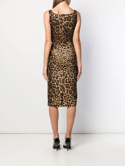 Shop Dolce & Gabbana Sheath Dress With Leopard Print In Animalier