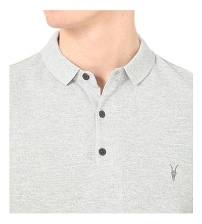 Shop Allsaints Parlour Cotton-blend Polo-shirt* In Greymarl