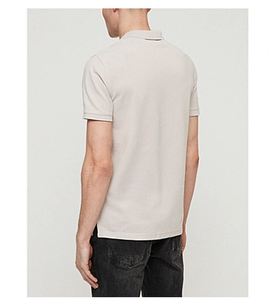 Shop Allsaints Parlour Cotton-blend Polo-shirt* In Lunar Grey Mar