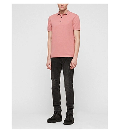 Shop Allsaints Parlour Cotton-blend Polo-shirt* In Moth Pink Marl