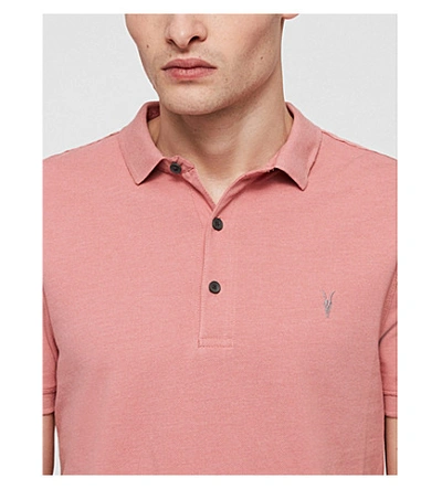 Shop Allsaints Parlour Cotton-blend Polo-shirt* In Moth Pink Marl